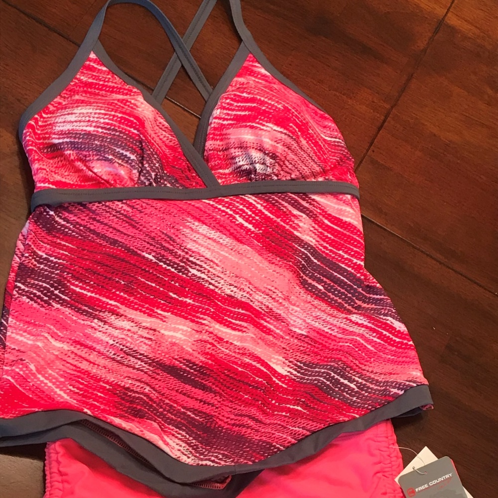 Tankini top  and side tie swimsuit bottoms, NWT